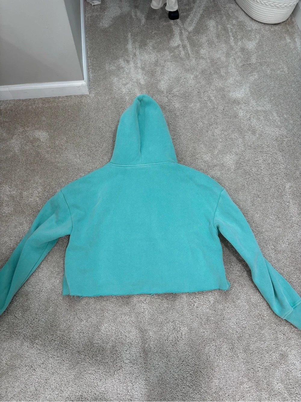 Buffalo Cropped Hoodie Sweatshirt - Teal